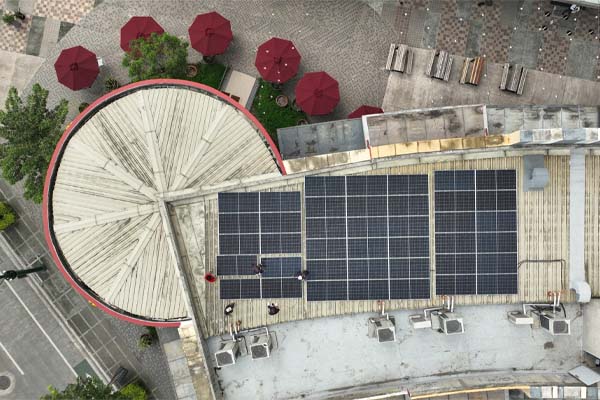 Solar panels installed on the roof of Mary Grace Cafe Kapitolyo, Pasig City