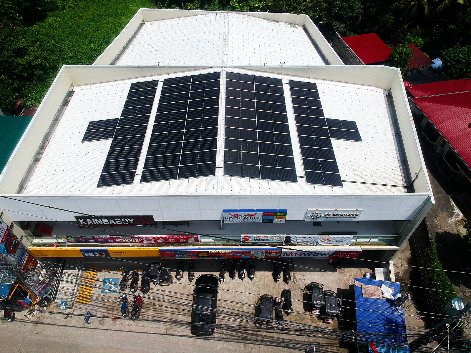 Solar panels on the roof of San Roque Supermarket Pandi Branch in Bulacan
