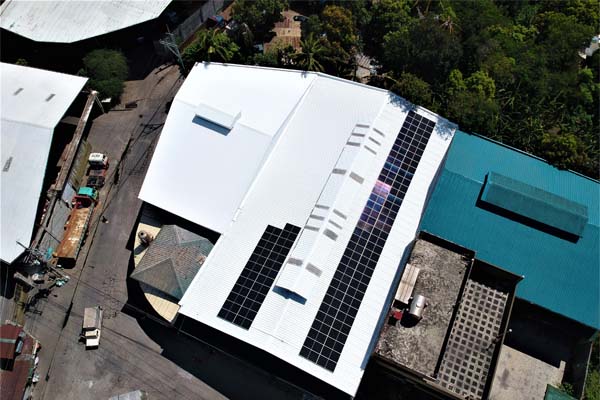 Solar panels on the roof of Turks Shawarma in Quezon City