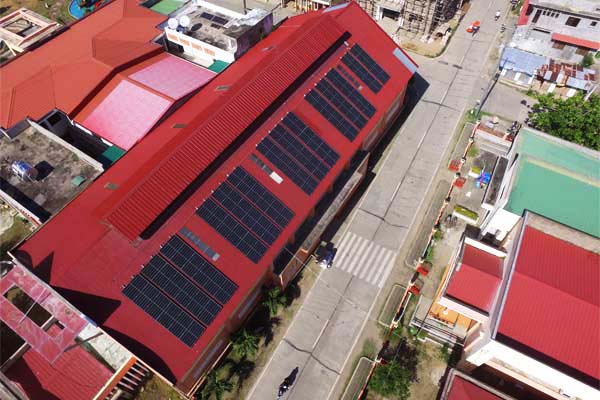 Solar panels on the roof of San Agustin Municipal Hall, Romblon