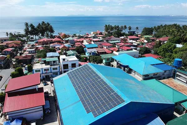 Solar panels on the roof of San Luis Municipal Hall, Batangas City