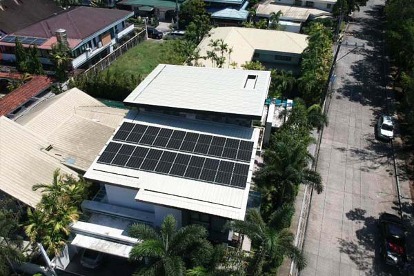 Rooftop solar panel array on a home in Valle Verde 1, Pasig City