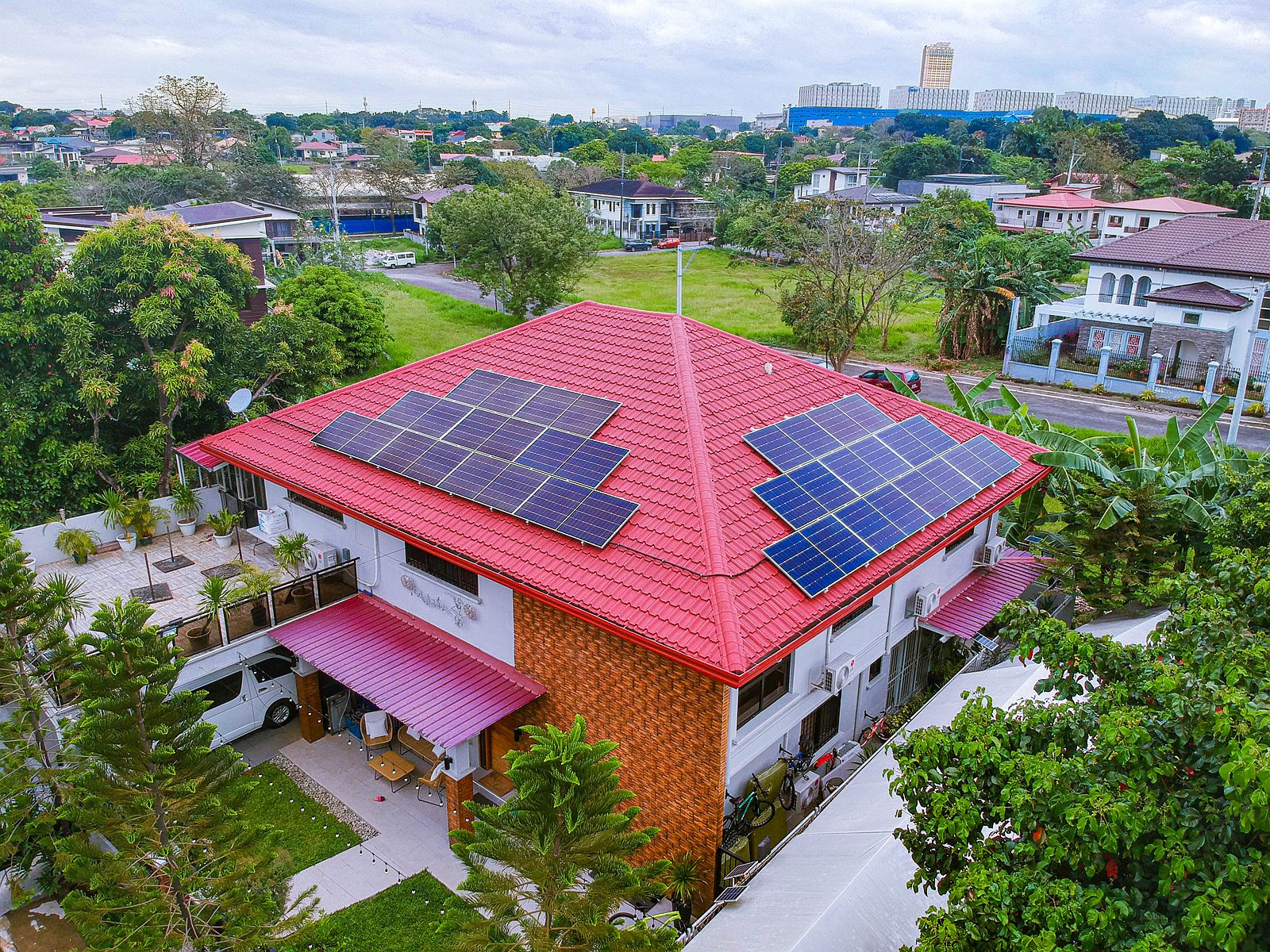 Rooftop solar panel array on a home in Quezon City